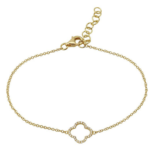 14k gold diamond clover bracelet