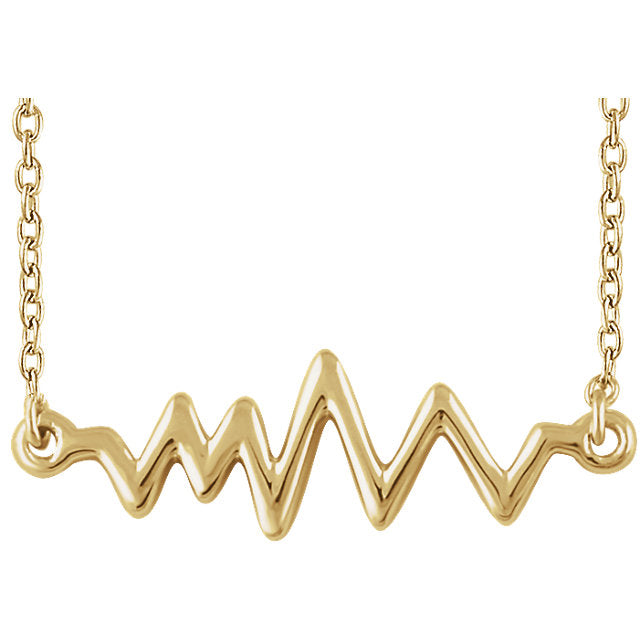 14k yellow gold heart beat necklace