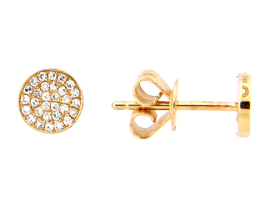 14k yellow gold round pave diamond earrings