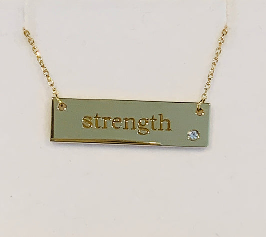 Gold Engraved Bar Necklace