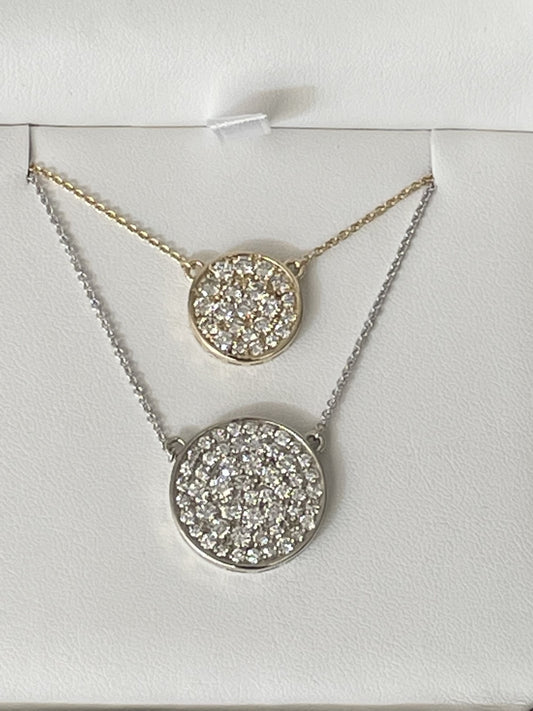 yellow and white gold diamond circle pendants